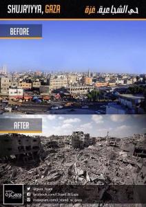 Shuja'iyya, Gaza - before and after an Israeli air assault - July 2014